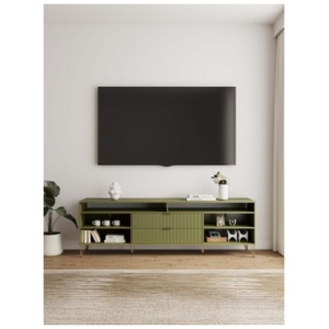 Manhattan Comfort DUMBO 85" TV Stand with 2 Drawers, Olive Green