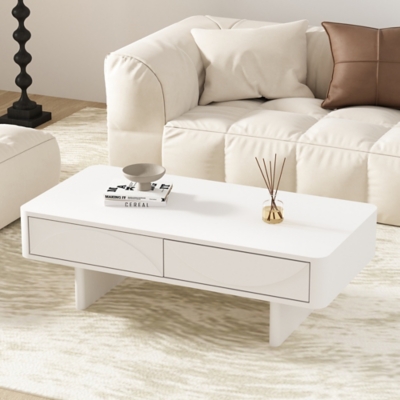 Manhattan Comfort Ella 2 Drawer Coffee Table, White