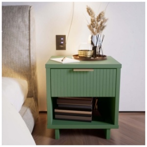 Manhattan Comfort Granville 18" 1 Drawer Nightstand, Sage Green