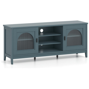 Modern Vintage TV Cabinet with Adjustable Shelves and 2 Cable Holes for TVs up to 65 Inches-Turquoise