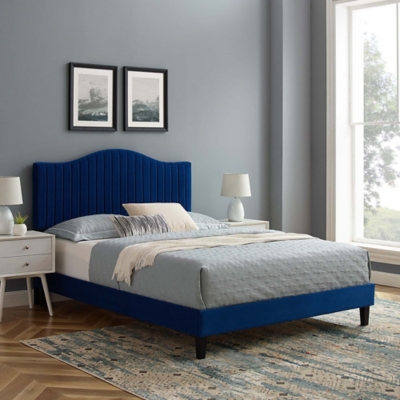 Modway Juniper Tufted King Platform Bed, Navy