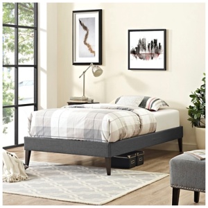 Modway Sharon Twin Bed Frame With Squared Tapered Legs, Gray