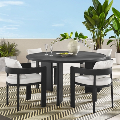 Modway Tahoe Outdoor Dining Table and 4 Chairs, Gray/White