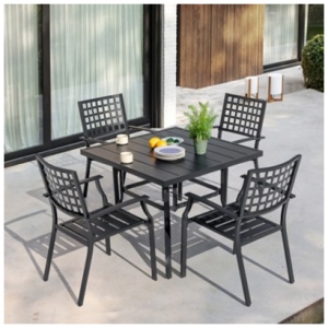 Nuu Garden Outdoor Dining Table with 4 Chairs, Black