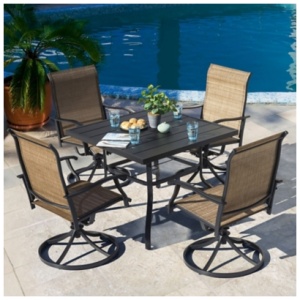 Nuu Garden Outdoor Dining Table with 4 Chairs, Black/Brown
