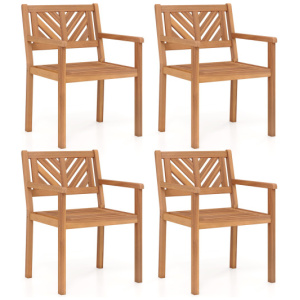 Outdoor Acacia Wood Patio Dining Chairs Garden Seating Chairs with 400 lbs Capacity-Set of 4