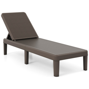 Outdoor Chaise Lounger Chair with Waterproof Rattan Textured PP Surface and 330 lbs Capacity-Brown