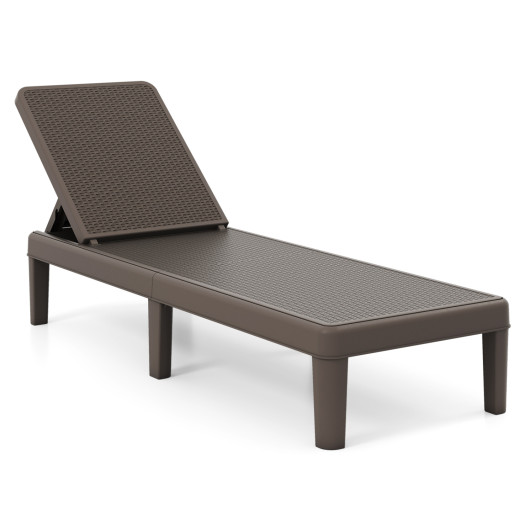 Outdoor Chaise Lounger Chair with Waterproof Rattan Textured PP Surface and 330 lbs Capacity-Brown