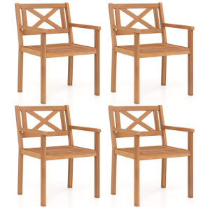 Outdoor Garden Acacia Wood Patio Dining Chairs for Porch-Set of 4