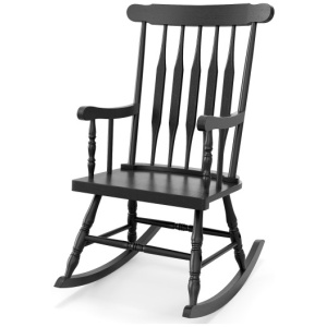 Outdoor Rocking Chair with Slatted Backrest-Black