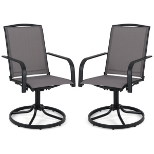 Outdoor Swivel Chairs Set of 2 with High Back and Breathable Seat-Gray