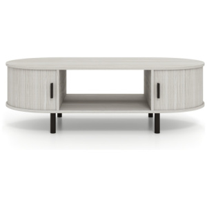 Oval Coffee Table 47.5inch Wooden Center Table with Storage-Oak