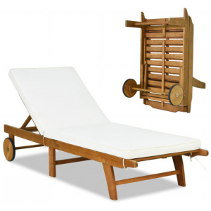 Patio Acacia Wood Lounge Chair Chaise Recliner