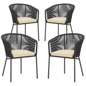 Patio Chairs Set of 4 with Seat Cushion and Curved Backrest for Patio-Black