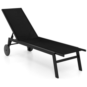 Patio Chaise Lounge Chair with Wheels and 6-Level Adjustable Backrest Set of 1