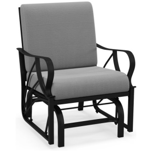 Patio Glider Rocking Chair with Thick Cushion and Curved Armrest-Gray