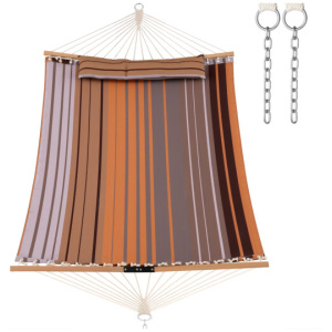 Patio Hammock Foldable Swing Chair Bed with Detachable Pillow-Brown