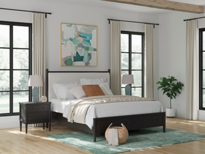 Portdown California King Next-Gen Nuvella™ Performance Fabric Panel Storage Bed, Black