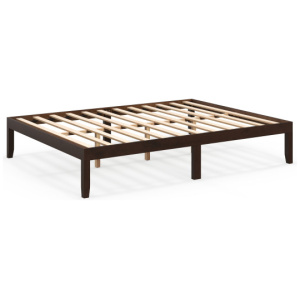 Queen Size Wood Bed Frame with Wooden Slats Support and Rubber Wood Legs-Espresso