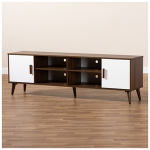 Quinn Two-Toned Wood 70" TV Stand, Brown/White