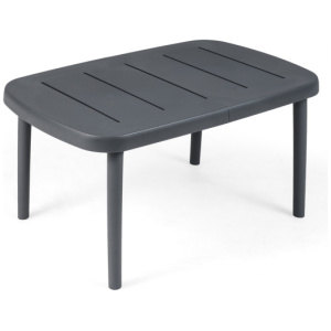 Rectangular Patio Storage Side Table with Aluminum Alloy Rods for Poolside-Gray