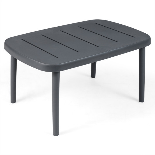 Rectangular Patio Storage Side Table with Aluminum Alloy Rods for Poolside-Gray