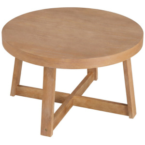 Round Coffee Table for Living Room 30 inch Farmhouse Accent Table with Study Rubber Wood Legs-Yellow