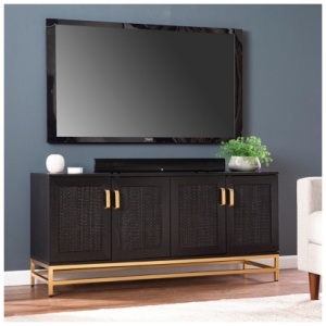 SEI Rolliston 55" TV Stand, Black/Gold