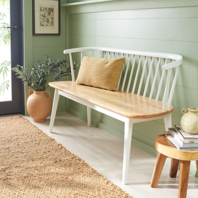 Safavieh Blanchard 19" Dining Bench, Natural/White