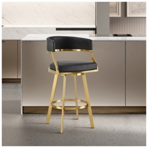 Saturn Swivel Bar Height Bar Stool, Black