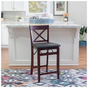 Shae X Back Folding Counter Height Bar Stool , Merlot