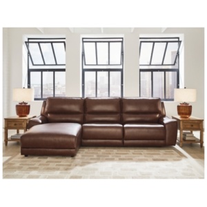 Silverbrooke 3-Piece Leather Dual Power Reclining Modular Sectional with Chaise, Canyon