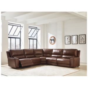 Silverbrooke 5-Piece Leather Dual Power Reclining Modular Sectional, Canyon
