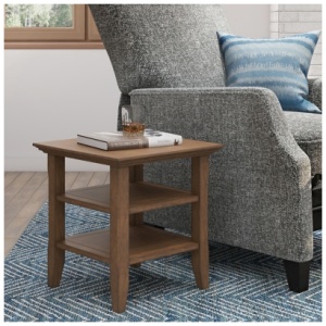 Simpli Home Acadian End Table, Rustic Natural Aged Brown