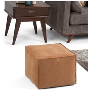 Simpli Home Brody Pouf, Distressed Brown