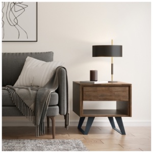 Simpli Home Lowry End Table, Rustic Natural Aged Brown