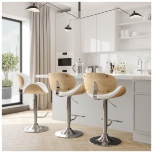 Simpli Home Marana Adjustable Swivel Bar Stool, White