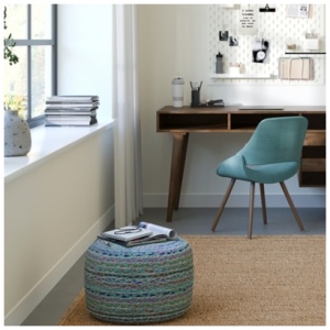 Simpli Home Margo Pouf, Green