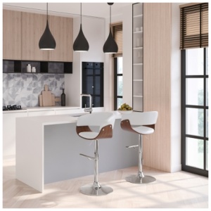 Simpli Home Sheldon Adjustable Swivel Bar Stool, White