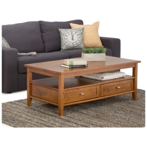 Simpli Home Warm Shaker Coffee Table, Light Golden Brown