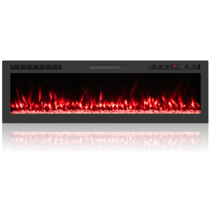 Smart Wi Fi Electric Fireplace Wall Mounted & Recessed 750W/1500W Heater-60 Inch