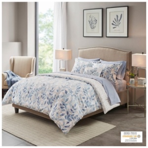 Sofia Full Reversible 8 Piece Comforter Set with Bed Sheets, Blue