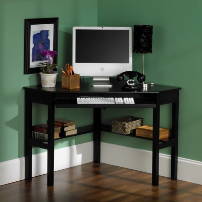 Southern Enterprises Furniture Corner Computer Desk, Black