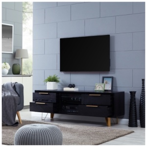 Southern Enterprises Furniture Moravelle TV Stand, Ebony