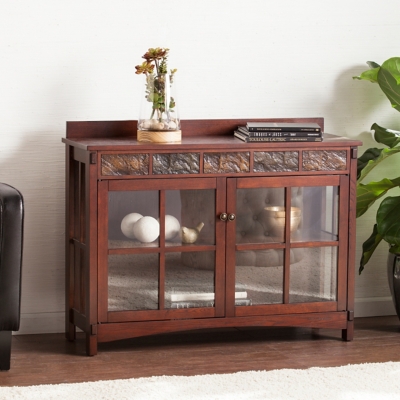 Southern Enterprises Furniture Paston Sideboard and Display Curio, Brown