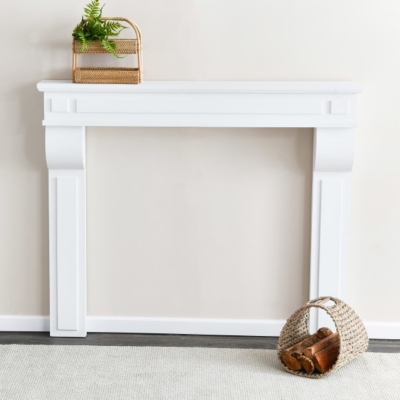Storied Home 62" Decorative Fireplace Mantel, White