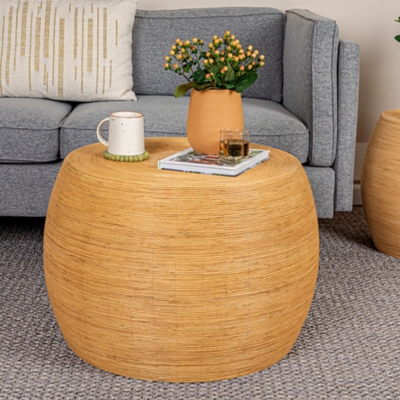Storied Home Barrel Coffee Table, Natural