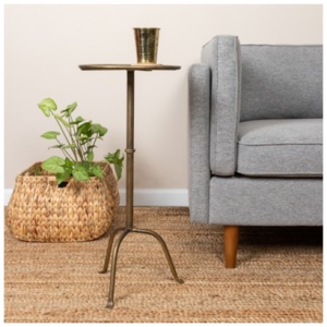 Storied Home Side Table, Antique Brass