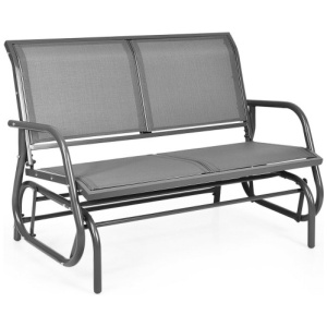Swing Glider Chair 48 Inch Loveseat Rocker Lounge Backyard-Gray