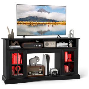 TV Stand with LED Lights and Remote Control-Black
